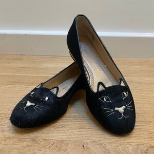 Charlotte Olympia Black Hair Kitty Flat